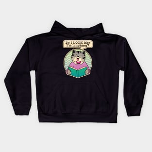 Laughing Cat Reading Book Joke Kids Hoodie